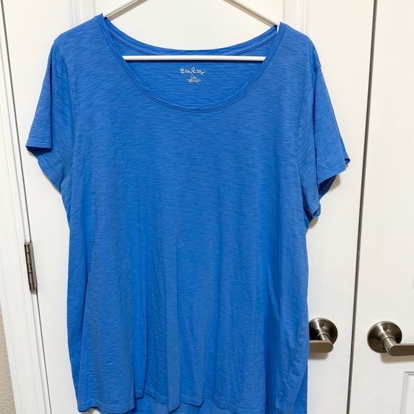 Lilly Pulitzer Etta scoop neck tee bright blue XXL - Picture 1 of 7